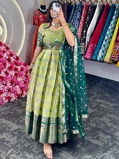 ad eBay - Party Wear Pakistani Long Suit Dress Women's Bollywood Anarkali Gown Dupatta Set - Buy Now, click the link (eBay) Banaras Frocks For Women, Fitted Multicolor Floor-length Anarkali Set, Fitted Floor-length Dress For Transitional Season, Fitted Green Gown For Festivals, Transitional Fitted Floor-length Gown, Bollywood Style Floor-length Transitional Dress, Bollywood Floor-length Transitional Dresses, Transitional Anarkali Dress With Cutdana Detailing, Transitional Anarkali Dress With Cutdana