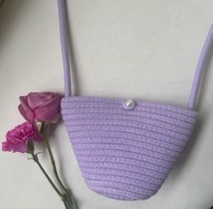 Crossbody Bag 100% Paper Rope Faux Pearl Button Handmade/Imported Color: Purple Approx. Measurements: 4x3x6 inches Color Purple, Cross Body Handbags, Florence, Faux Pearl, Crossbody Bag, Handbags, Purple, Color