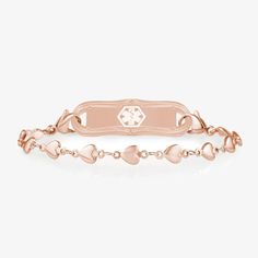 Mini Love Links Medical ID Bracelet in Rose Gold | Lauren's Hope Delicate Gold Bracelet, Boys Bracelets, Medical Id Bracelets, Mini Love, Medic Alert Bracelets, Medical Bracelet, Kids Bracelets, Medical Alert, Id Bracelets