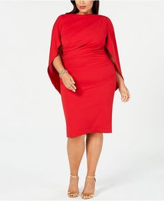 Plus Size Red Dress, Guest Dress, Cape Dress, Gowns With Sleeves, Review Dresses, Vintage Pinup, Fashion Vintage, Trendy Plus Size, Plus Size Dress