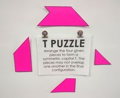 a piece of paper that has some type of puzzle on it with pink arrows around it