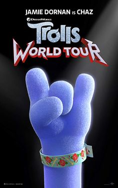 a poster for the animated movie's world tour shows a blue hand with a green band around it