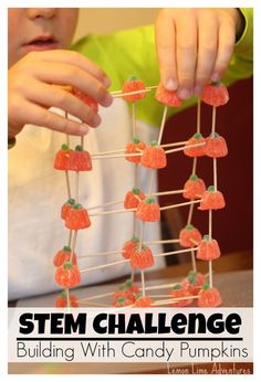 Stem Challenge: Building Structures with Candy Pumpkins, I am can't wait to do this for Halloween! Candy Pumpkins, Lila Party, Halloween Stem, Hallowen Ideas, Fall Stem, Science Club