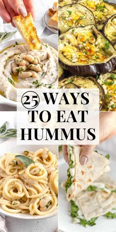 there are pictures of different hummuss with the words, 5 ways to eat hummus