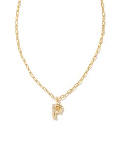 Personalize your everyday look with the Crystal Letter P Gold Short Pendant Necklace in White Crystal. Whether you’re rocking your initial or a loved one’s, this sentimental layer is one you’ll keep coming back to again and again. Metal 14k Gold Over Brass Material White CZ Closure Lobster clasp Size 16" chain w/ 3" extender, 0.62"L X 0.35"W pendantDue to the one-of-a-kind nature of the medium, exact colors and patterns may vary slightly from the image shown. | Kendra Scott Crystal Letter P Gold P Initial Necklace, Short Pendant Necklace, Pearl Strands Necklace, School Fit, Gold Letter Necklace, Gold Shorts, Regina George, Letter Pendant Necklace, Buy Crystals