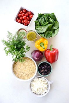 the ingredients are laid out in bowls to be used as an appetizer or side dish