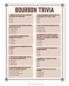 the bourbon trivia poster is shown