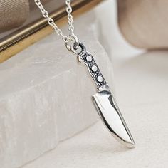 Knife Jewelry, Tiny Knife, Knife Earrings, Jewelry Layering Necklace, Knife Necklace, Story Images, Chefs Knife, Jewelry Layering, Character Clothing