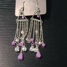 Silver With White And Purple Whimsigoth Jewelry, Wooden Bead Earrings, Keychain Designs, Diy Earrings Easy, Jewellery Diy, Wire Jewelry Rings, Framed Jewelry, Pixie Hollow, Hijab Pins