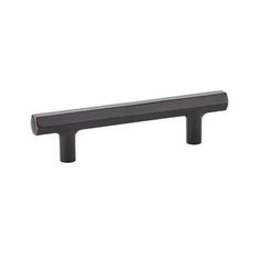 a black cabinet handle on a white background