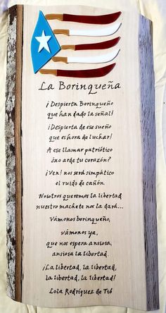 a wooden plaque with an american flag and the words la boringueria written on it