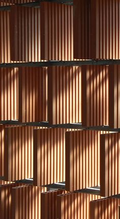 the wall is made out of wooden slats