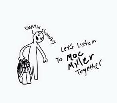 a drawing of a man holding a bag with words written on it and the caption'let's listen to moyer together '