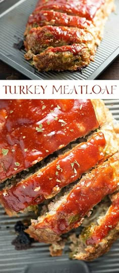 this meatloaf has been sliced and is ready to be served in the oven