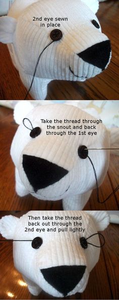 instructions to make a polar bear out of an old sweater and paper towels for the head