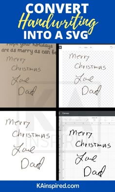 four different handwritten christmas cards with the words, merry santa and dad