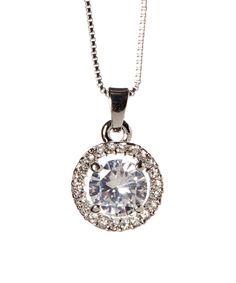 Hope Necklace White Gold Plated Prom Necklaces, Hope Necklace, Round Halo, Cubic Zirconia Necklace, Crystal Pendant Necklace, Jewelry Stand, Crystal Necklace Pendant, Stunning Necklace, Gorgeous Necklaces