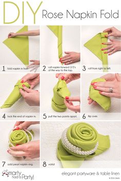 how to make a diy rose napkin fold - step by step instructions on how to do it