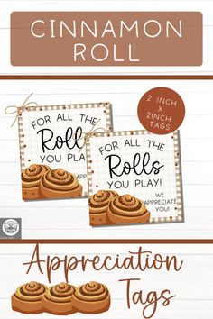 Printable Cinnamon Roll Gift Tags that say "For all the rolls you play we appreciate you" I Am Thankful For You Because Printable, Cinnamon Roll Teacher Appreciation, Cheap Staff Morale Ideas, Fall Volunteer Appreciation Gifts, Cinnamon Roll Quotes, November Sunshine Committee Ideas, Nurses Appreciation Gifts, Teacher Staff Morale Boosters, Fall Employee Appreciation Ideas