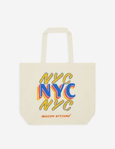 TOTE BAG NYC BEN KLEVAY | Maison Kitsuné Cotton Double Handle Bag With Logo Print, Double Handle Canvas Bag With Logo Print, Canvas Bags With Logo Print And Double Handle, Canvas Bags With Logo Print For Shopping, Logo Print Canvas Tote For Shopping, Everyday Rectangular Bags With Logo Print, Everyday Tote Bag With Logo Print, Canvas Shopping Bag With Logo Print, Travel Canvas Tote Bag With Logo Print