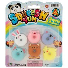 the package contains five different animal shaped doughnuts