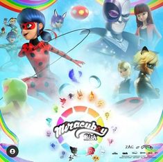 an advertisement for the nintendo wii game, featuring characters from different erass and colors