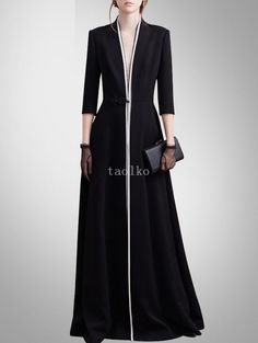 A Line Jacket, Fancy Coat, Cocktail Pattern, Long Outer, Womens Dress Coats, Long Black Coat, Outer Women, Elegant Coats, Dress Gallery