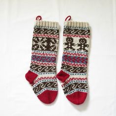 Pattern Fair Isle Christmas Stockings Gingerbread Man and Snowflake Stranded Knitting Knitted Christmas Stocking Patterns, Fair Isle Christmas, Motif Fair Isle, Stranded Knitting, Snowflakes Pattern, Christmas Stocking Pattern, Knit Stockings, Stocking Pattern, Knitting Instructions