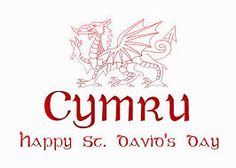 a red and white photo with the words cumru happy st david's day