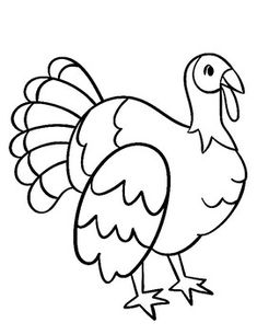 a black and white drawing of a turkey