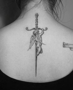 Stab In The Back Tattoo, Knife Back Tattoo, Dagger Spine Tattoo, Tattoos Dates, Art History Tattoo, Tattoos That Symbolize Strength, Chest Neck Tattoo, Tattoo Perna, Mythological Stories