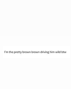 a white background with the words i'm the pretty brown driving him wild blvd