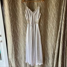 Victoria’s Secret Vintage White Lace Trim Gold Tag Slip Dress Size S Used Great Condition (See Last 2 Pictures) It’s So Beautiful M8fl5 White Feminine Gown With Lace Trim, Feminine White Gown With Lace Trim, White Lace Trim Slip Dress For Loungewear, White Sheer V-neck Slip Dress, White Lace Trim Slip Dress For Evening, White Lace Slip Dress For Daywear, Fitted White Victoria's Secret Dresses, Fitted White Dress By Victoria's Secret, Elegant Victoria's Secret Dress For Wedding Night