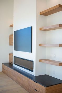 a flat screen tv mounted to the side of a wall