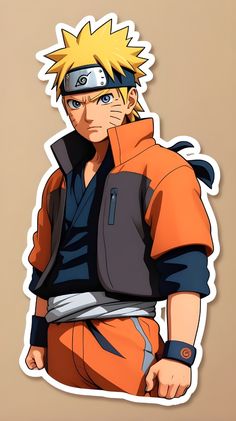 a sticker of naruto from the anime series, with his eyes closed