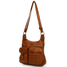 Product Features Made with high quality soft vegan leather, the Emily crossbody is the larger version of our aria crossbody. This bag features brass hardware, 4 exterior pockets, and a back pocket for all you daily essentials Easy access to store all your essentials: 1 zipped closure, 2 exterior pockets, and 1 back nylon zipped pocket Studded stones to give the bag more contrast Dimension: 8" L x 9" H x 3" W Polyester lining Adjustable straps up to 24 inches Soft-vegan leather Brass toned/silver Daily Essentials, Brass Hardware, Easy Access, Interior And Exterior, Product Features, Vegan Leather, Zip Pockets, Adjustable Straps, Crossbody Bag