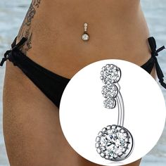 This stunning naval piece features three round crystals of sizes 5 mm, 4 mm and 3 mm and a big 9 mm crystal at the bottom that deliver sparkles. The 16g barbell has a length of 11 mm. Available in rose, silver and gold. Barbell Material: Surgical SteelLength: 23 MMBarbell Length: 11 MMRound Crystal Diameter: 10 MMBall Length: 12 MMGauge: 16 G♥ PACKAGING ♥Our jewelry come in an eco-friendly package with a jewelry card background.If you would like a custom message included, please tell us in the G Gold Belly Button Piercing, Gold Belly Button Rings, Cute Piercings, Belly Jewelry, Navel Ring, Navel Piercing