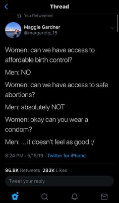 an iphone screen with the text women can we have access to allow birth control?