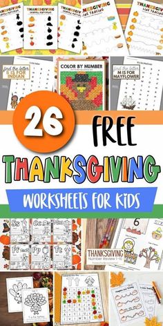 free thanksgiving worksheets for kids with the text, 25 free thanksgiving worksheets for