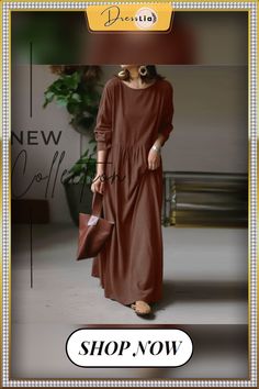 Zanzea Women Autumn Long Sleeve Robe Solid Color Long Dress Casual Cotton Maxi Dresses Brown Solid Color Maxi Dress For Fall, Casual Brown Maxi Dress For Daywear, Long Sleeve Brown Maxi Dress For Daywear, Brown Long Sleeve Maxi Dress For Daywear, Brown Long Sleeve Solid Maxi Dress, Brown Cotton Long Sleeve Maxi Dress, Cotton Maxi Dresses, Coffee Sizes, Long Dress Casual