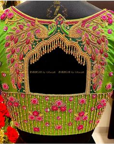 Green Blouse Designs, Blue Blouse Designs, Latest Blouse Designs Pattern, Aari Designs, Hand Beaded Embroidery