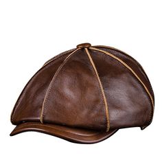 Men's Genuine Leather Warm Octagonal Cap Casual Vintage Flat Caps Golf Driving Hat Cheap - NewChic Mens Leather Hats, Beret Men, Driving Hat, Artist Hat, Leather Beret, Vogue Vintage, Beret Cap, Leather Baseball Cap, Flat Hats