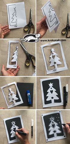 how to make paper cutout christmas trees