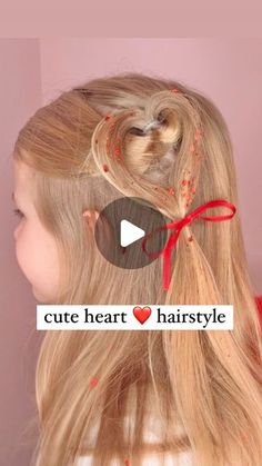 Valentine’s Day Hairstyle, Heart Buns Hair, Heart Hairstyle For Kids Easy, Heart Hairstyle, Valentines Hair, Hair Heart, Cute Hairstyles For Medium Hair, Half Updo, Heart Hair