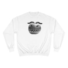 This bold, chilling design showcases a menacing jack-o'-lantern front and center, its jagged teeth and glowing eyes casting an intimidating glare. Perfect for haunted nights and spooky gatherings, this sweater blends warmth with spine-tingling vibes, making it a must-have for those who want to stay cozy while sending a shiver down everyone's spine! The American heritage brand, Champion, brings you the eco crewneck sweatshirt. It features Double Dry® technology and is made of a cotton/polyester blend optimized for warmth and comfort. It has the iconic "C" logo on the left sleeve and is made of 5% recycled polyester from plastic bottles. .: 50% cotton, 50% polyester .: Medium heavy fabric (9 oz /yd² (310 g/m .: Regular fit .: Sewn in label .: "C" logo on the left sleeveImage by [mikeledray / Horror Long Sleeve Sweatshirt For Streetwear, Horror-themed Long Sleeve Sweatshirt For Streetwear, Horror Long Sleeve Sweatshirt For Halloween, Spooky Halloween Crew Neck Sweater, Pumpkin Sweater, Glowing Eyes, Scary Pumpkin, American Heritage, Heritage Brands