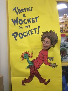 there's a wocket in my pocket sign with a cartoon character on it