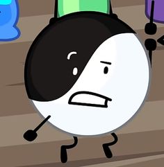 an animated image of a black and white ball