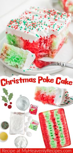 christmas poke cake Christmas Jello Poke Cake Recipe, Christmas Jello Cake Recipe, Christmas Jello Cake, Christmas Jello Poke Cake, Poke And Pour Jello Cake, Cute Christmas Cakes Easy, Christmas Red Velvet Poke Cake, Easy Pudding Ideas, Jello Poke Cake Recipes Easy