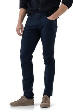 Trim and handsome, these stretchy cotton pants are cut in a straight-leg silhouette for effortless everyday style. 32" inseam; 14" leg opening; 10 1/4" front rise; 16" back rise (size 32) 98% cotton, 2% elastane Machine wash, tumble dry Imported Straight Cut Jeans, Denim Patterns, Leg Stretching, Straight Fit Jeans, Pocket Pants, Cotton Pants, Straight Cut, Everyday Style, Personal Stylist