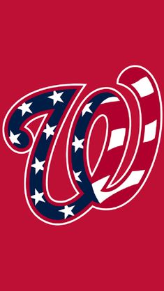 the washington nationals logo is shown in red, white and blue with stars on it